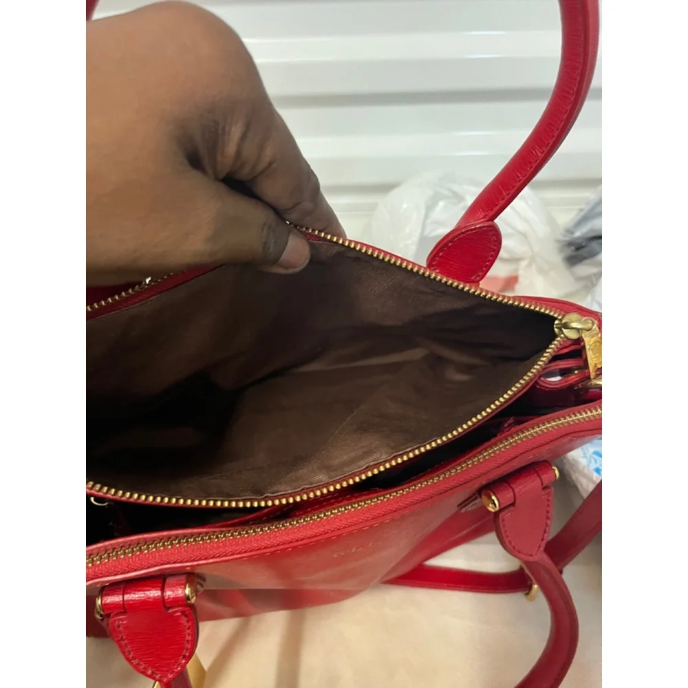 Lauren Ralph Lauren Newbury Red Leather Double Zip Satchel